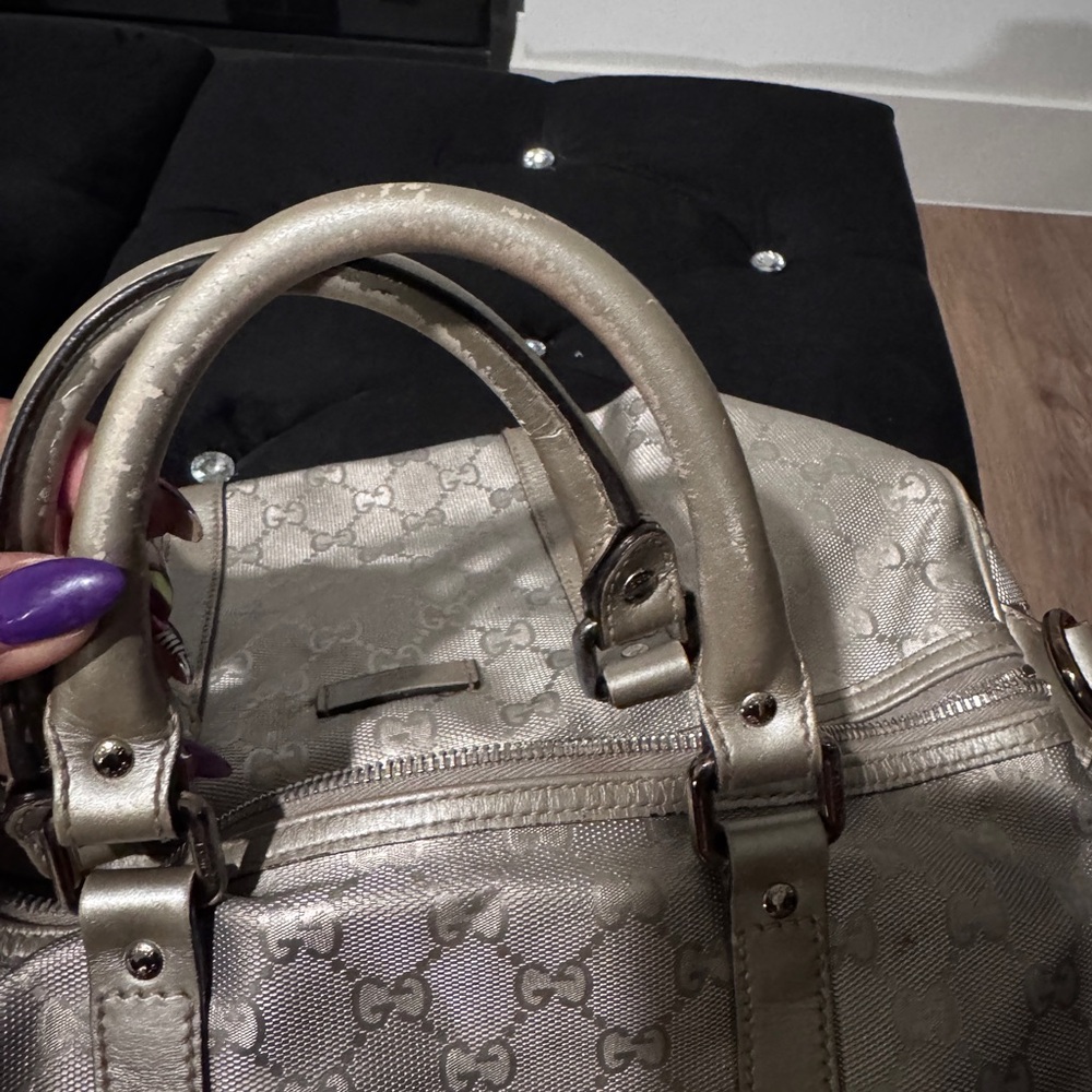 Gucci Metallic Silver Monogram Travel Bag - Picture 5 of 7
